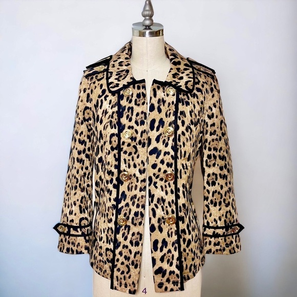 White House Black Market Leopard Print Jacket 4 Small - Picture 5 of 16